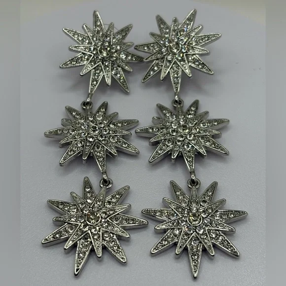 BRIDAL👰 CRYSTAL 🌟 STARBURST Earrings PAGEANT 👸 SWAROVSKI - Picture 5 of 9